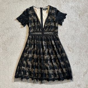 Lulu’s Black Lace Mini Dress - Short Sleeve